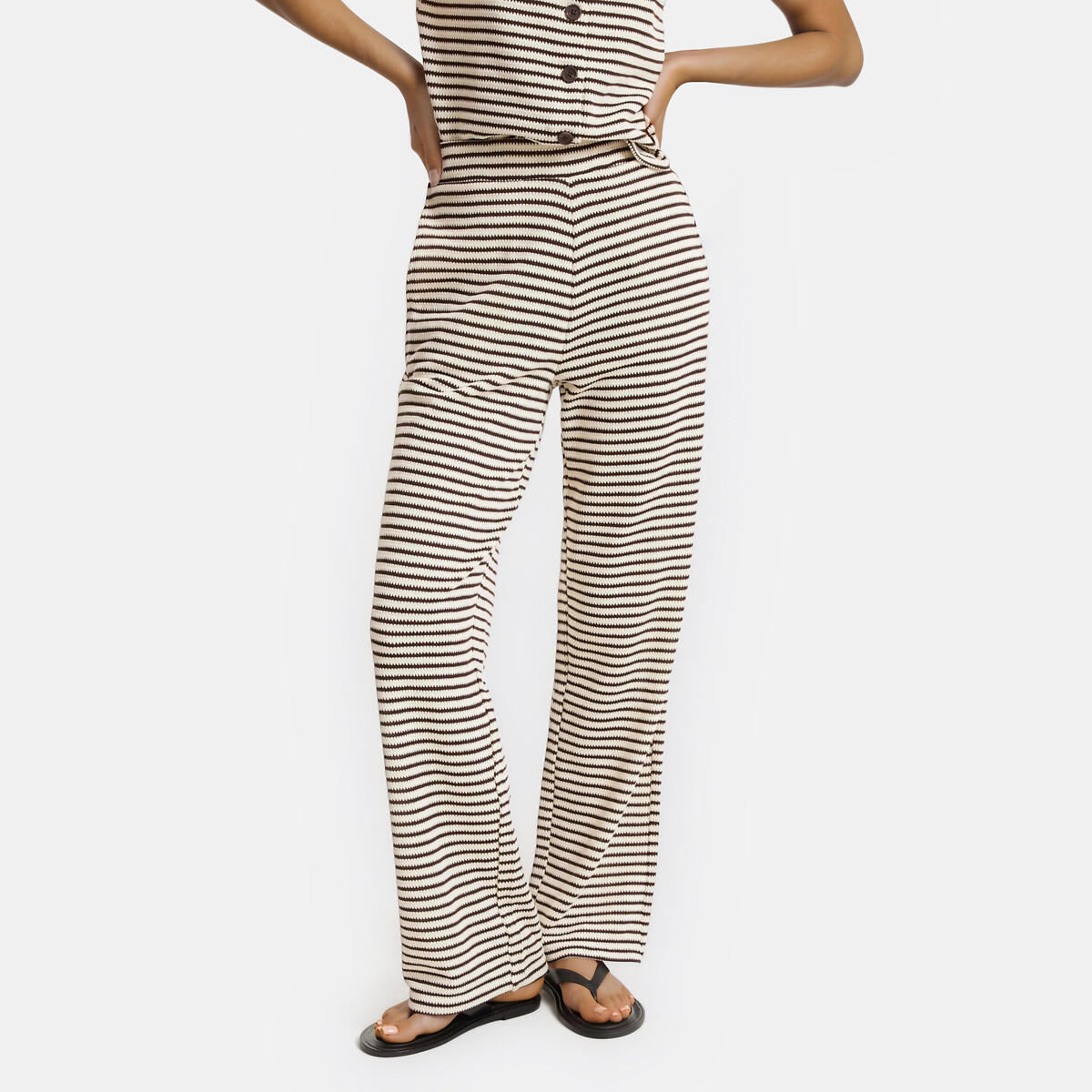 Pantalon large en maille rayée, LA REDOUTE COLLECTIONS