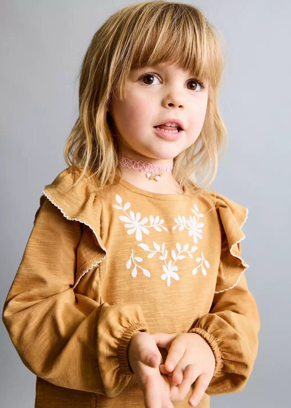 T-shirt en coton à volants, MANGO BABY