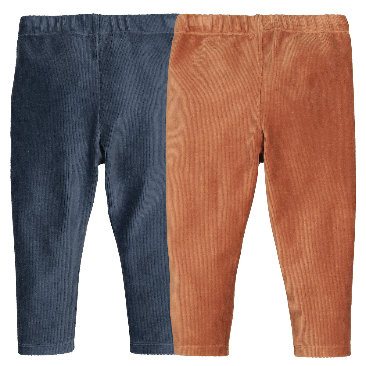 Confezione da 2 leggings in velluto a coste blu + marrone La Redoute Collections | La Redoute