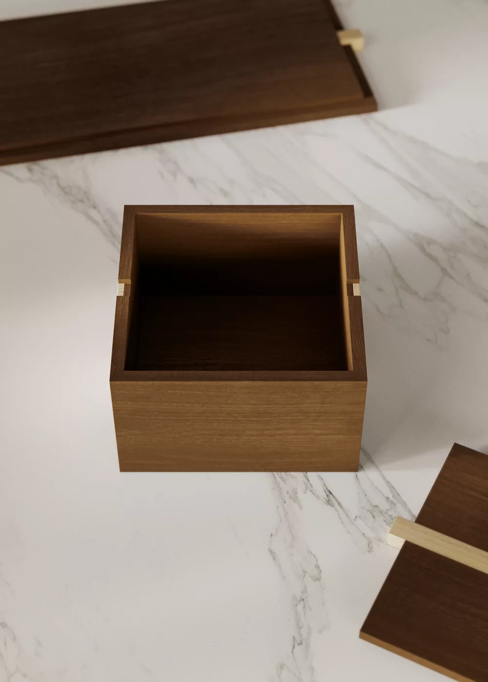 Boîte carrée en bois bicolore de taille moyenne, MANGO HOME