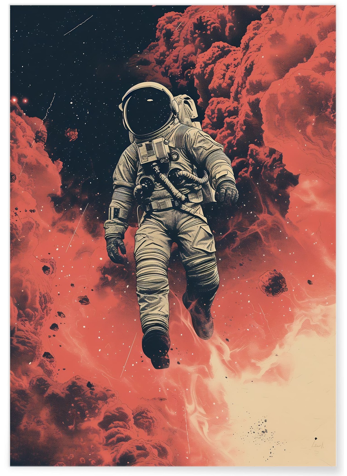 Affiche Astronaute et Nuages Cosmiques, L'AFFICHERIE
