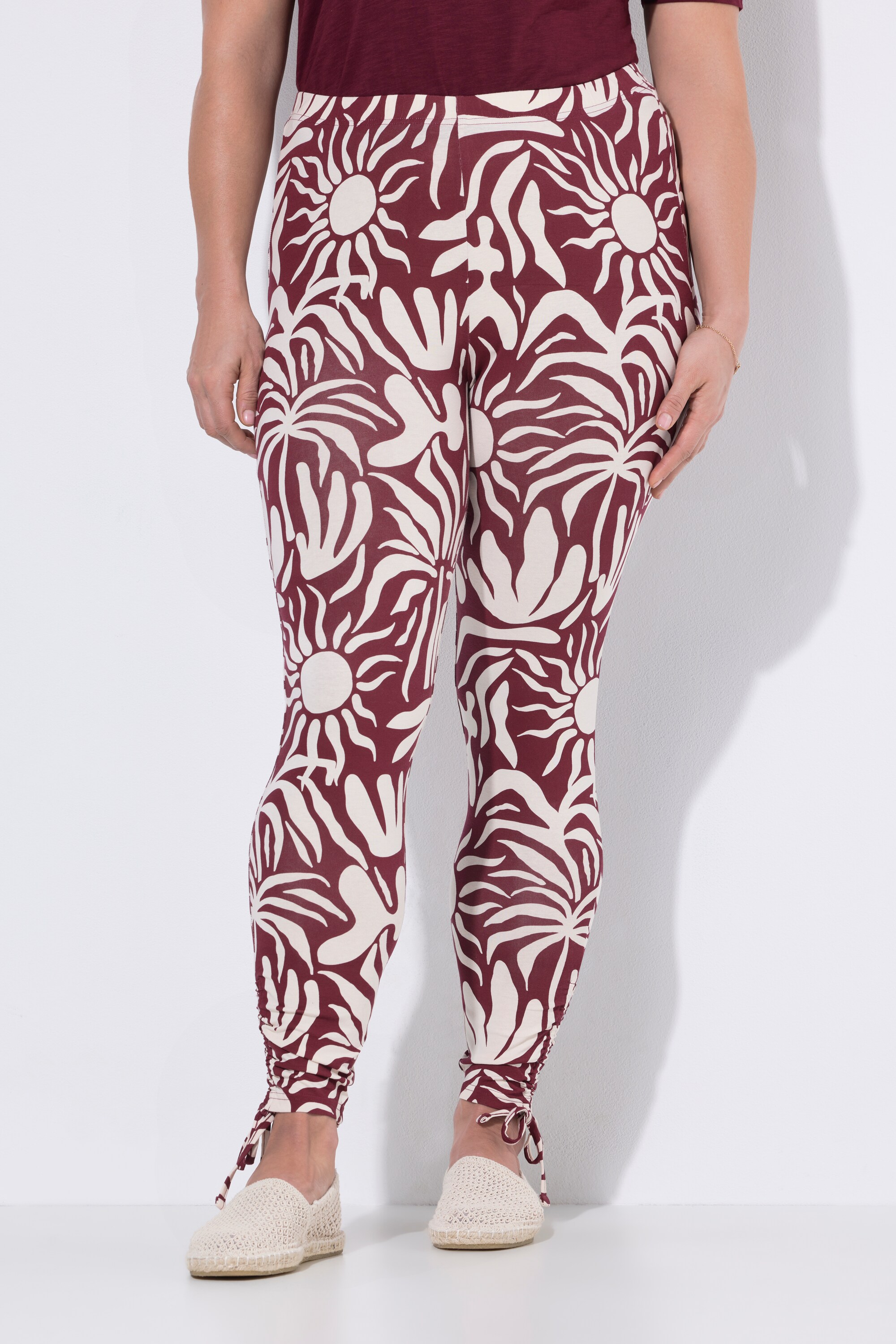 Legging motif feuilles, en coton bio, ULLA POPKEN