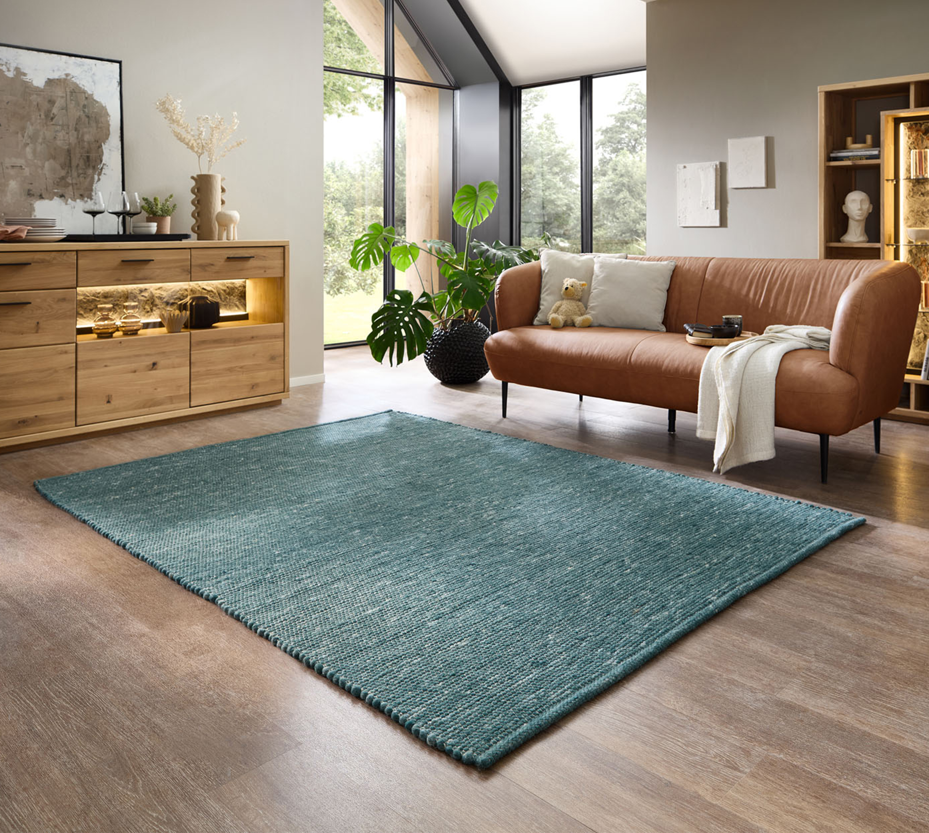 Tapis réversible en laine foulée tissé à la main aux couleurs vives - ALPEN, THEKO