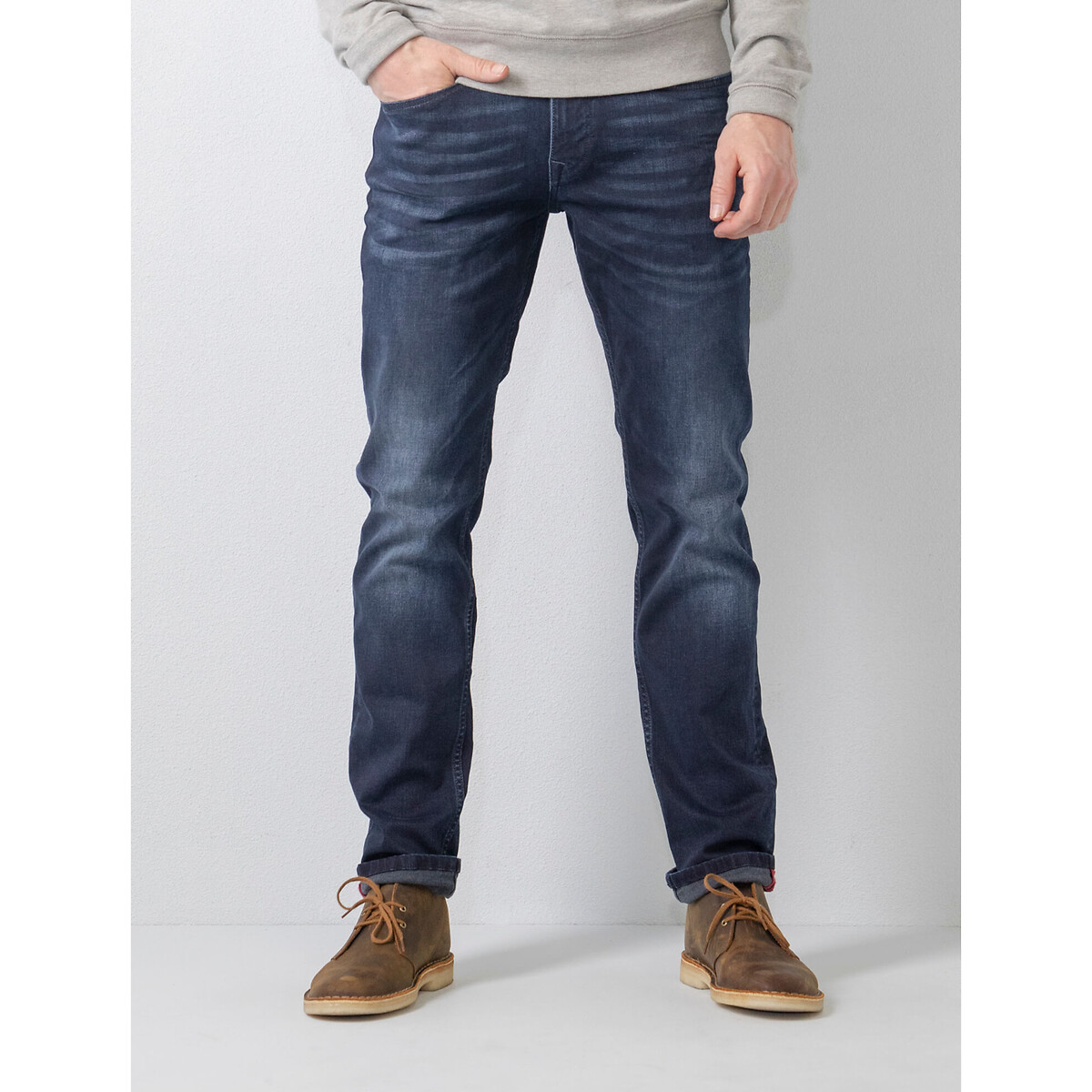Russel straight jeans, Redoute rise mid Petrol | Industries La stretch
