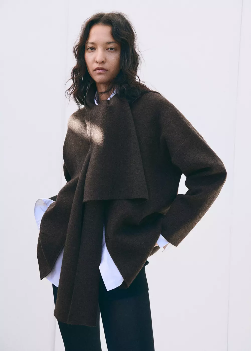Manteau maille écharpe amovible, MANGO