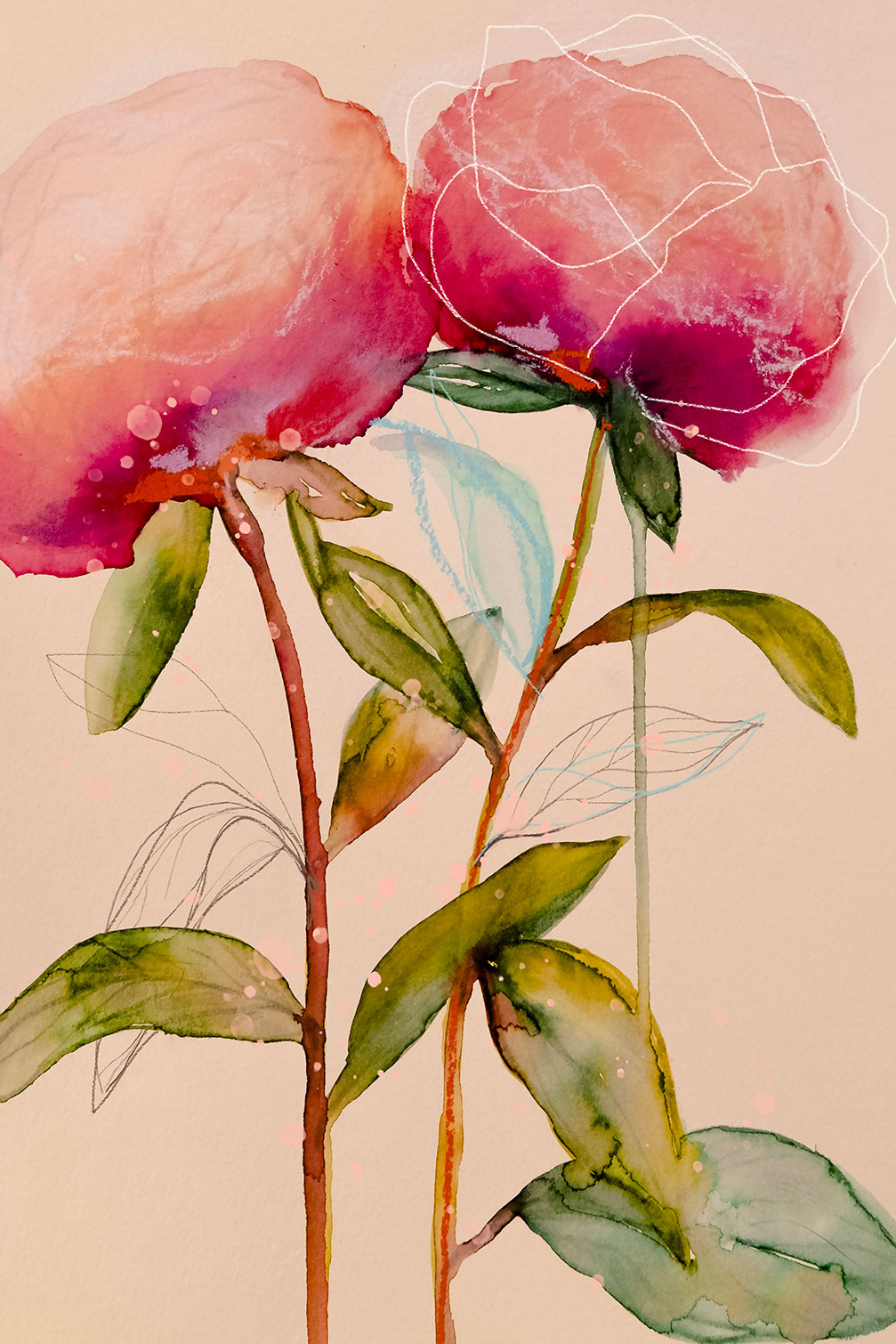 Tableau et peinture de fleurs palm pivoine, HEXOA