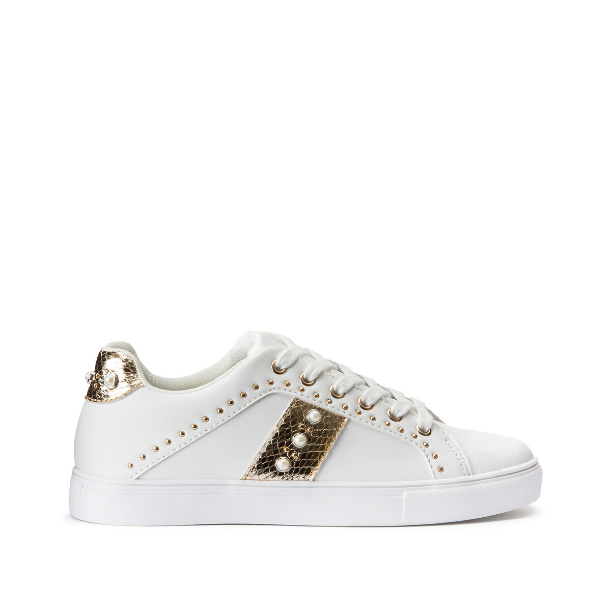 carvela white studded trainers