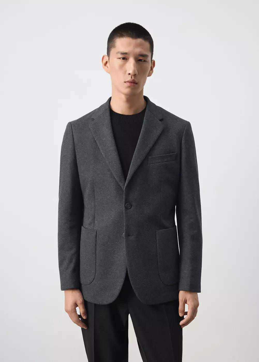 Blazer slim-fit en mélange de coton, MANGO MAN