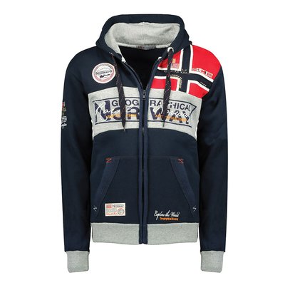 Flyer Logo Print Hoodie in Cotton Mix with Zip Fastening GEOGRAPHICAL NORWAY