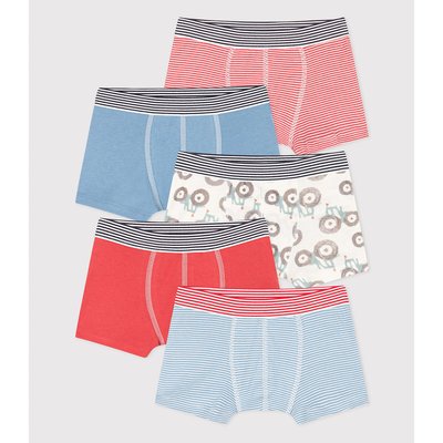Pack of 5 Boxers in Cotton PETIT BATEAU