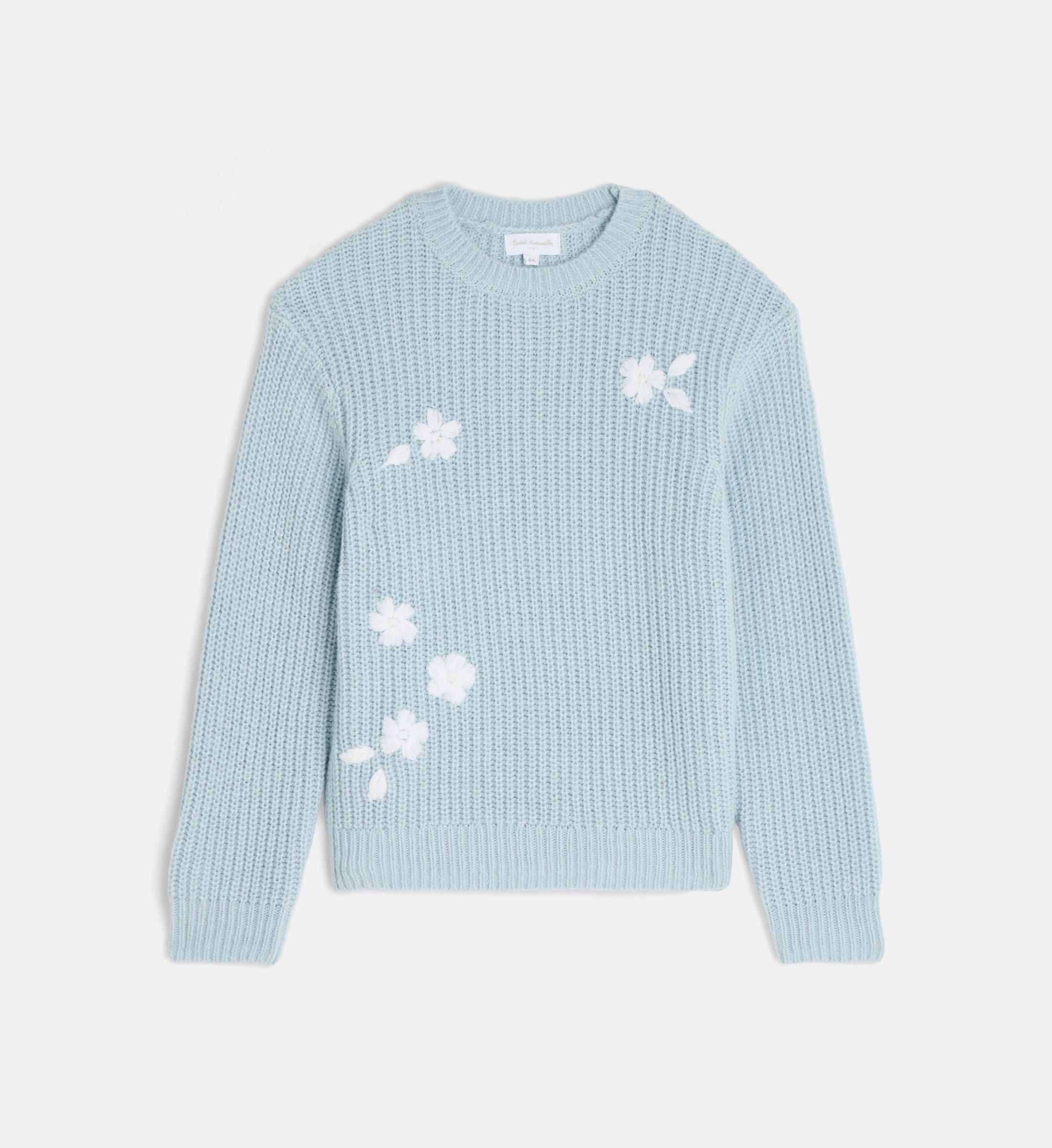 Pull tamalaga fleurs brodées coton mélangé, CADET ROUSSELLE