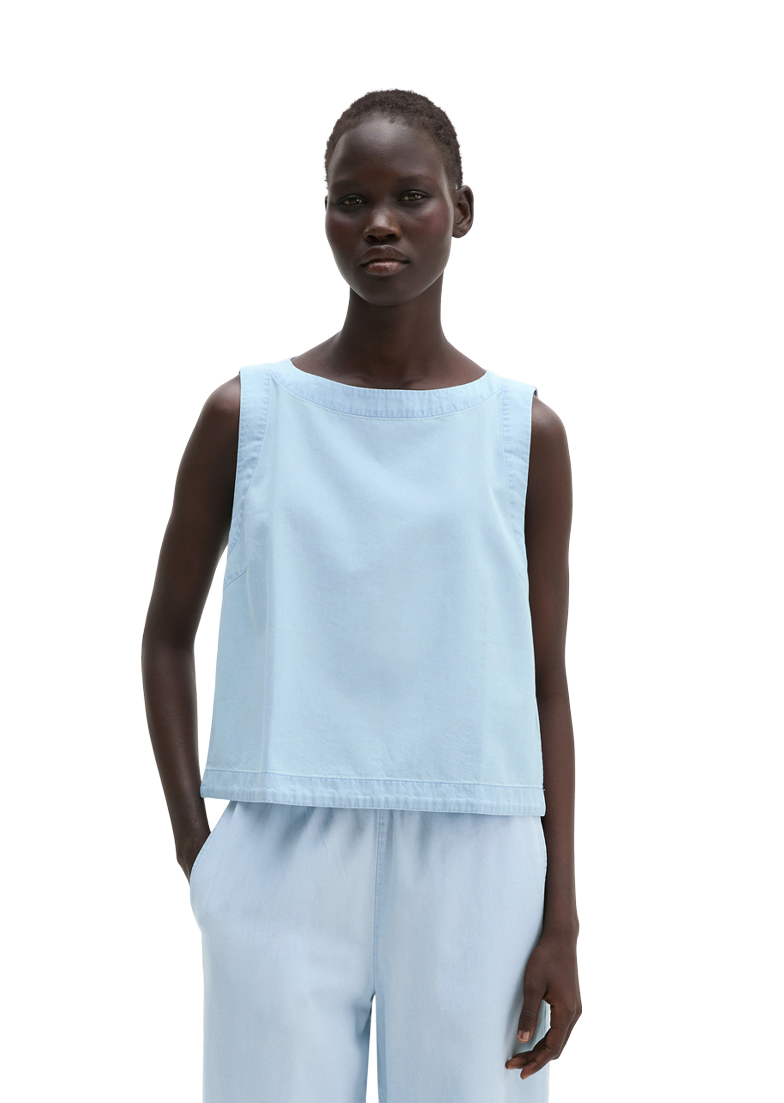 Top chemisier relaxed cropped avec Tencel™ Lyocell, MARC O'POLO