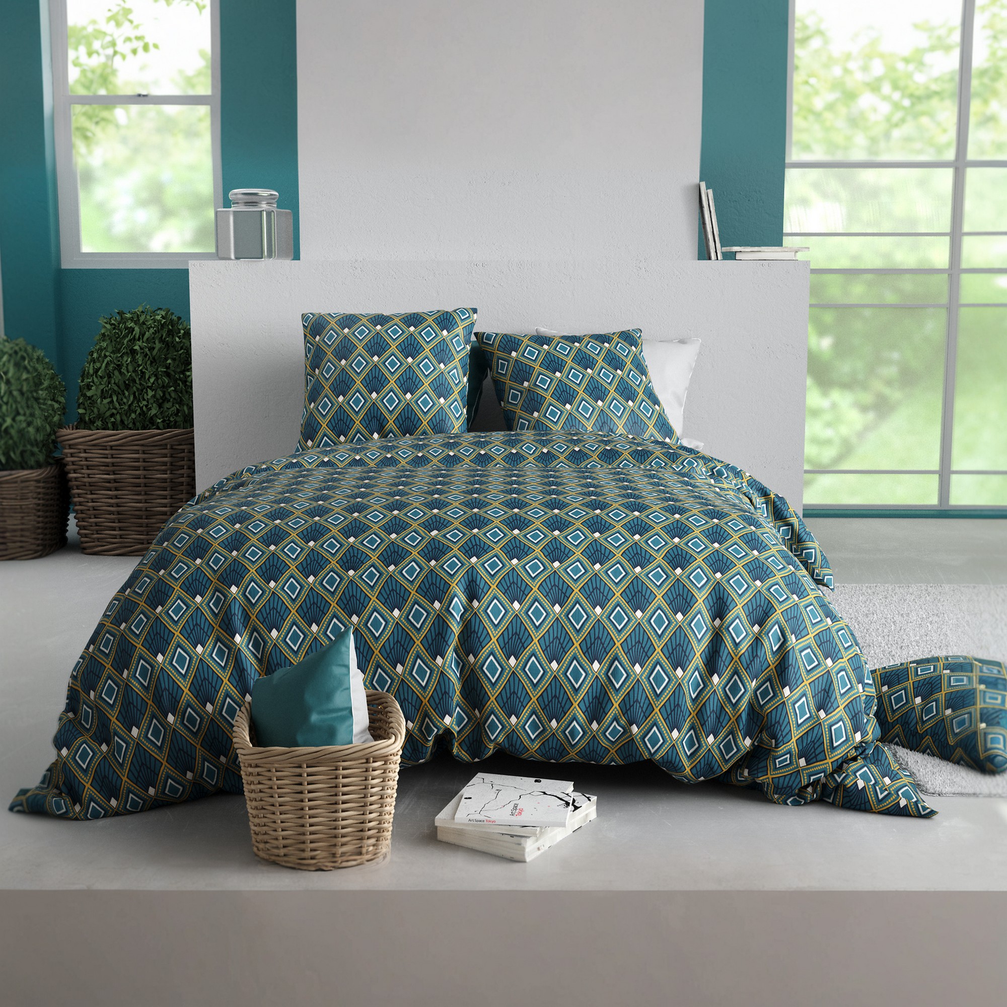Parure de lit - Housse de couette + taie 100% Coton 57 fils, EDEN