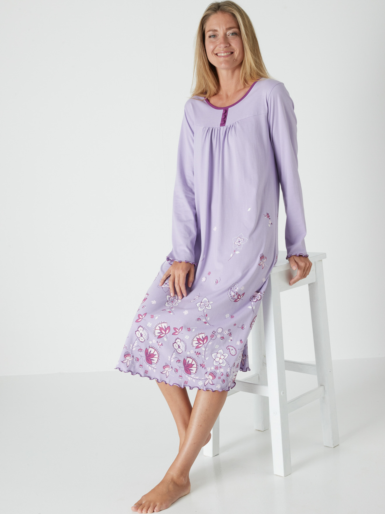 Chemise de nuit ample maille coton imprime parme Daxon La Redoute