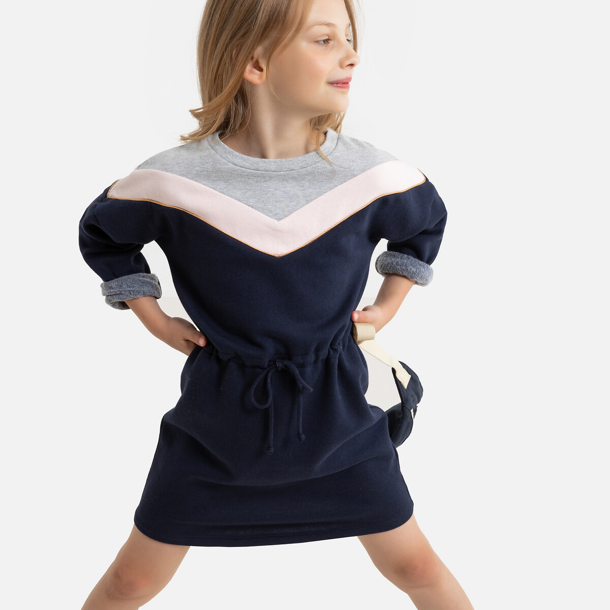 Cotton Mix Sweatshirt Dress with Long Sleeves, 3-12 Years