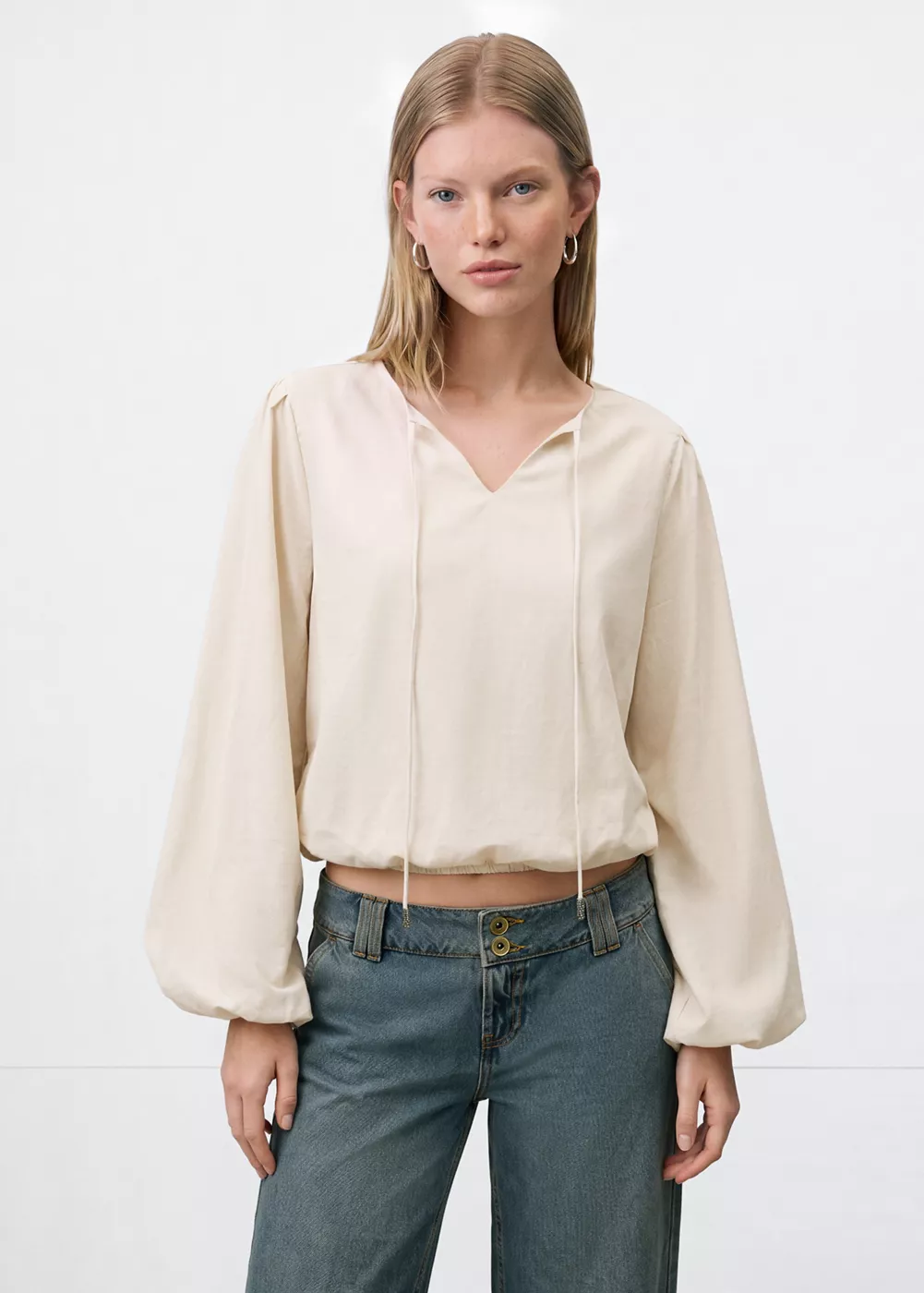Chiffon blouse with bow, MANGO TEEN
