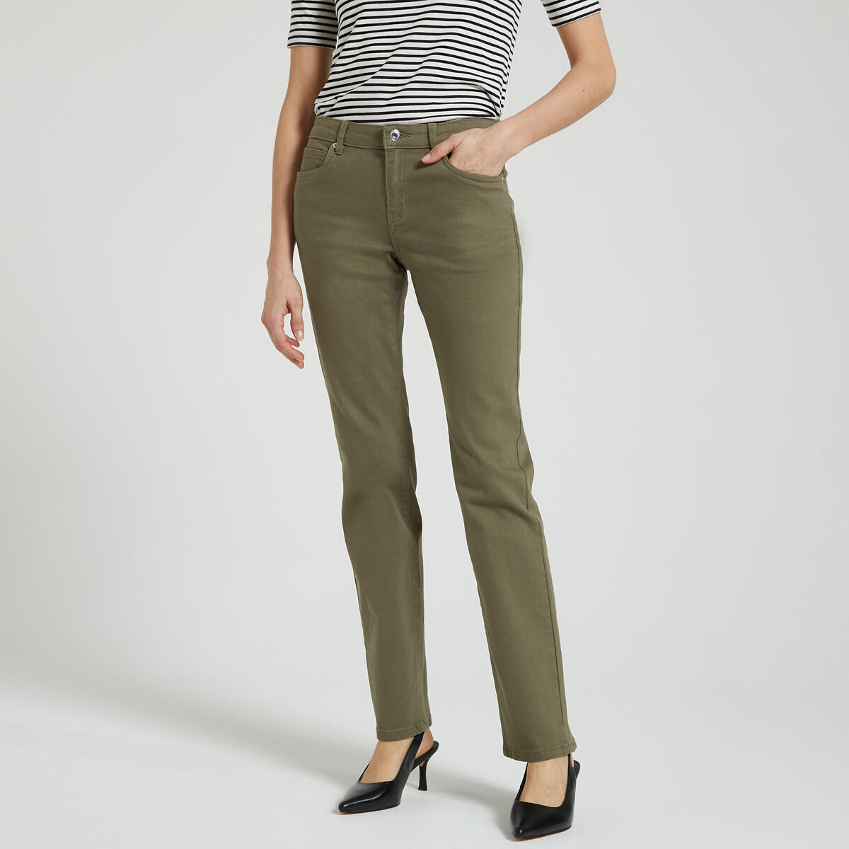 Image of Cotton Mix Straight Trousers
