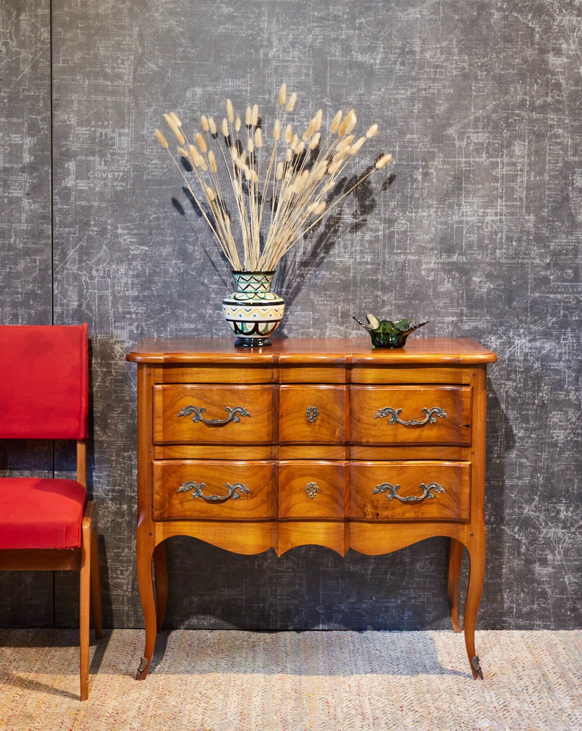 Commode sauteuse arbalète en merisier style Louis XV Garance N°756 - Bon état, DEBONGOUT
