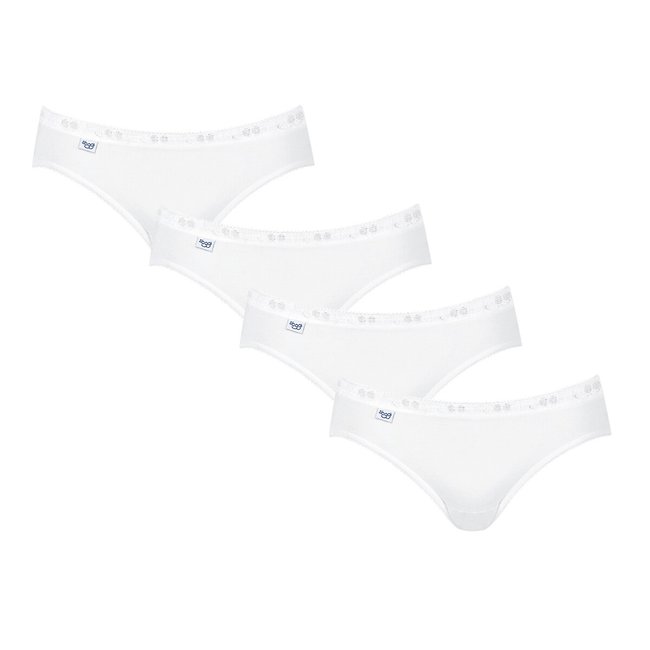 Pack of 4 Basic + Mini Knickers in Cotton, white, SLOGGI