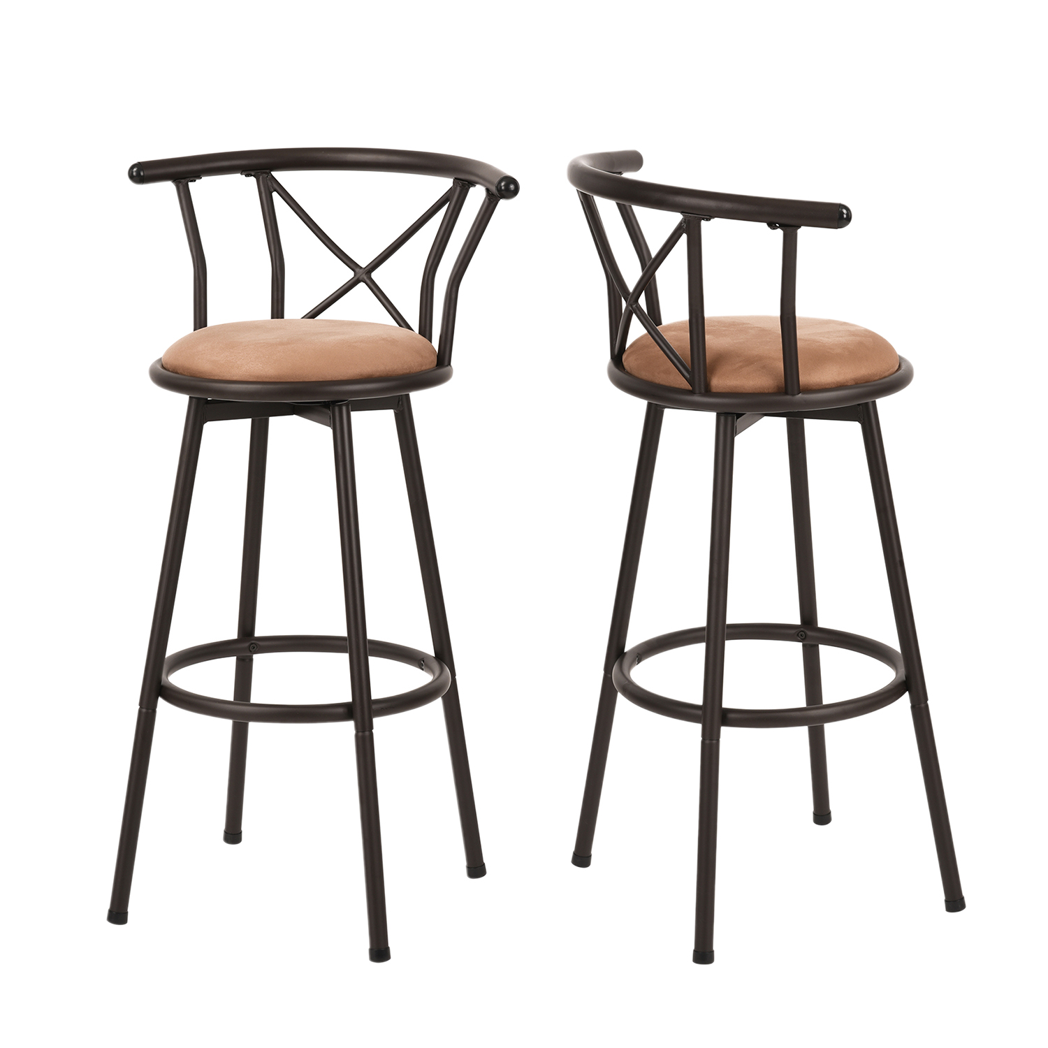 Lot de 2 tabourets de bar rotatif industriel, HAILEY, MEUBLES COSY