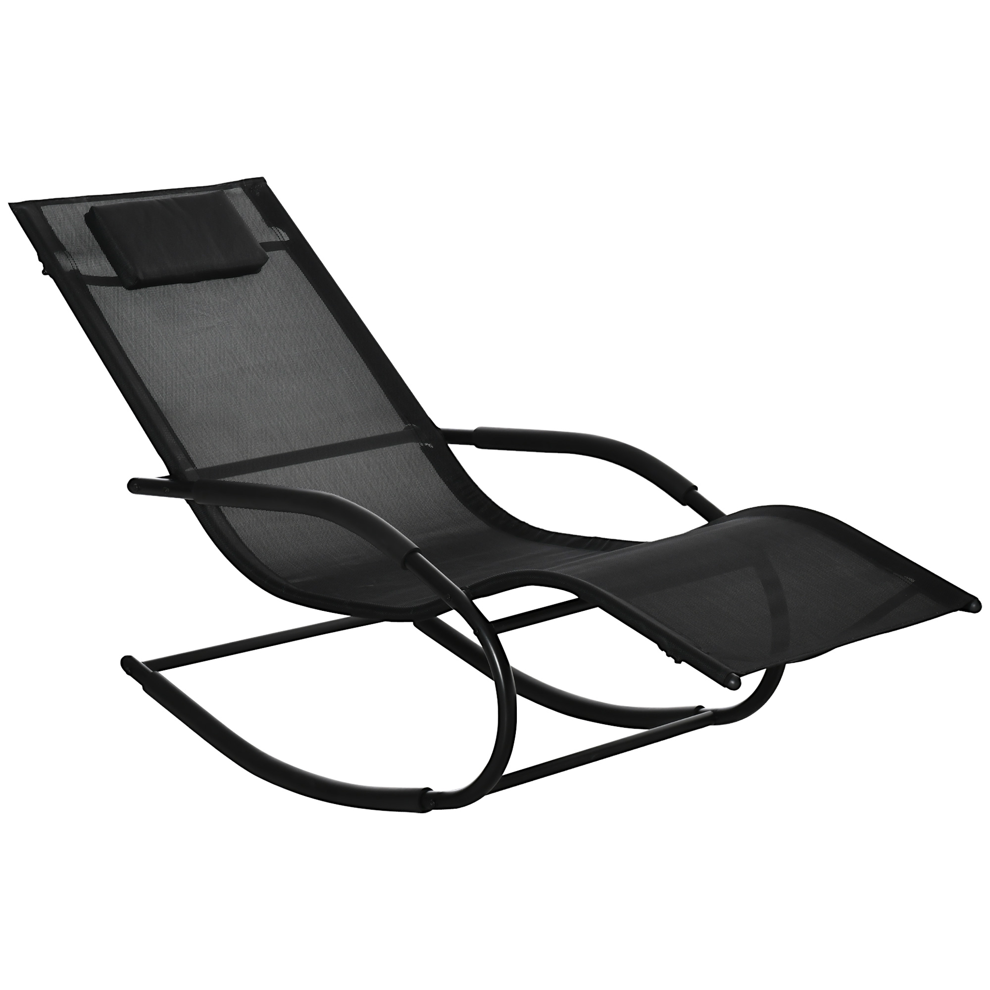 Fauteuil à bascule Textilène Noir, OUTSUNNY