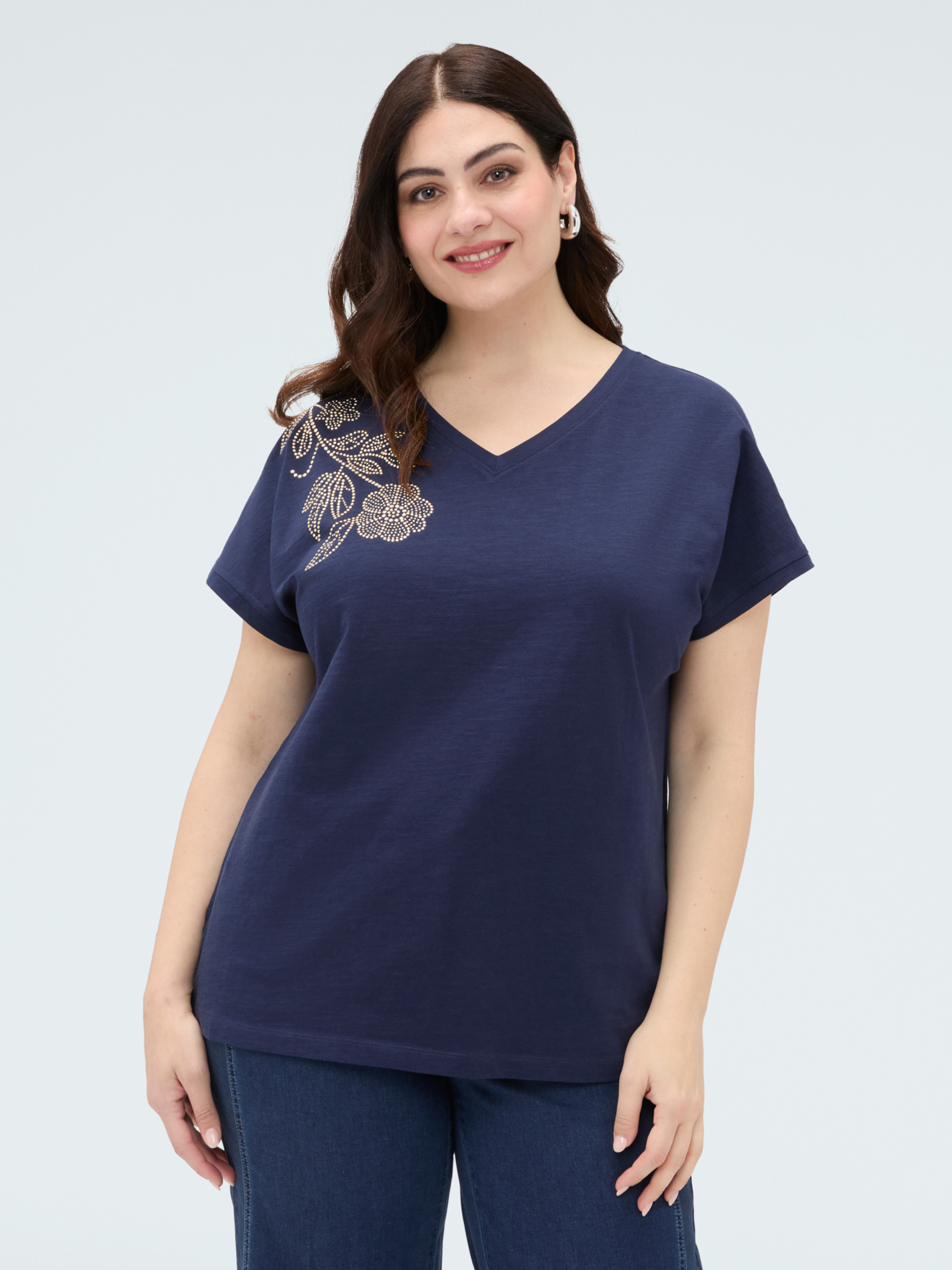 T-shirt avec application florale, FIORELLA RUBINO