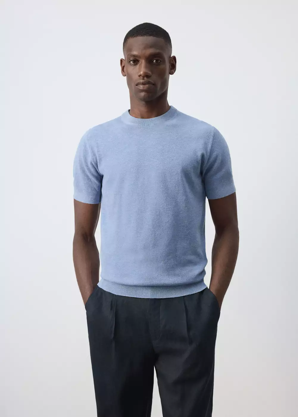 T-shirt maille fine mélange de coton, MANGO MAN