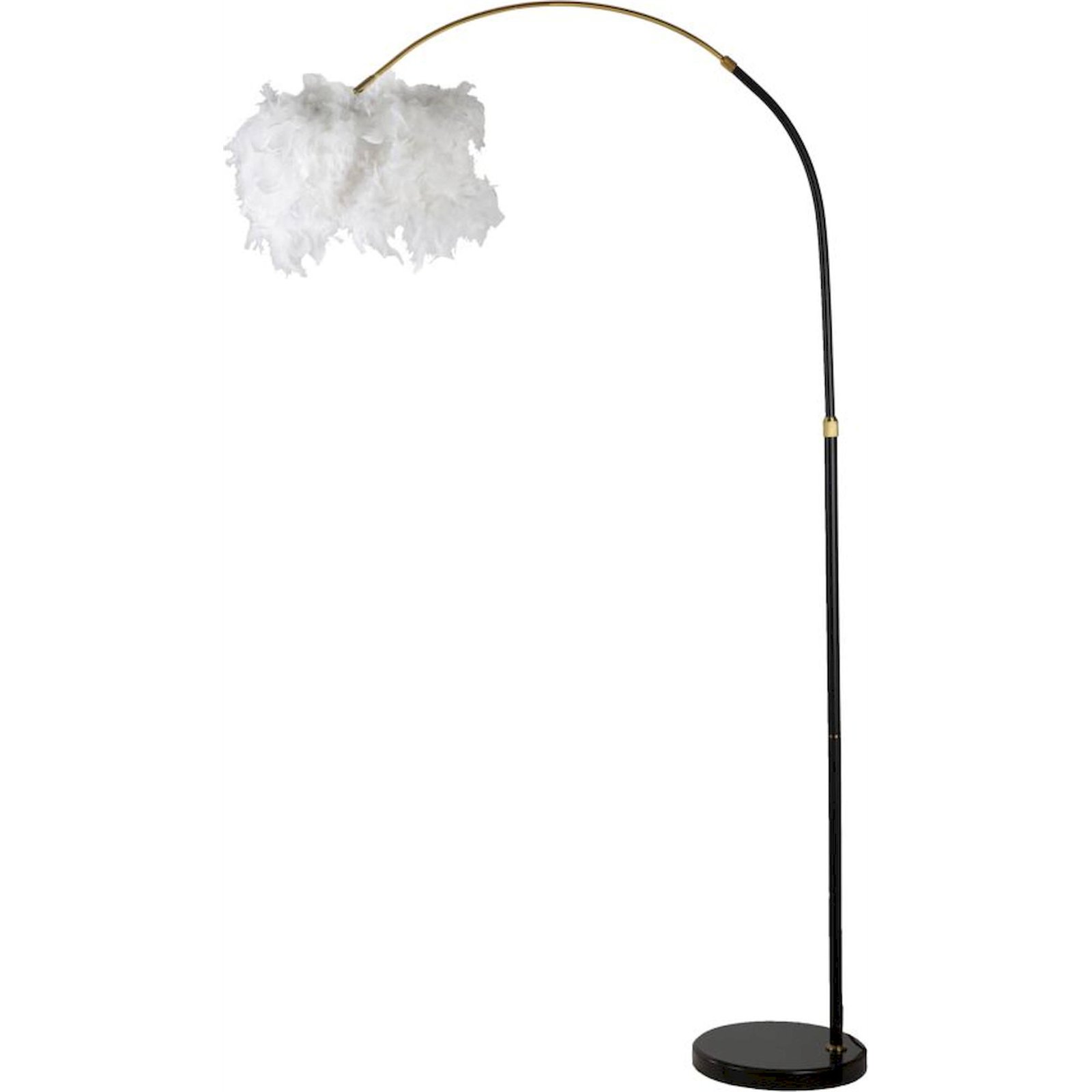 Lampadaire arc abat-jour plume base marbre GLAM, RECOLLECTION