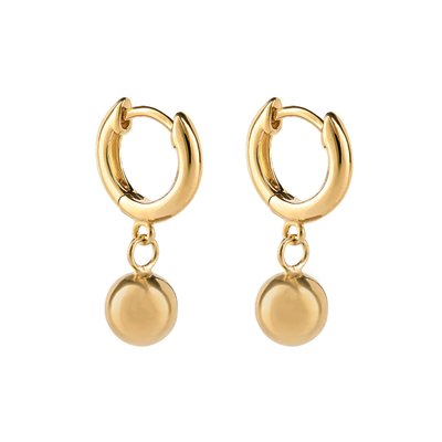 Gold Plated Sterling Silver Ball Charm Hoop Earrings BEGINNINGS