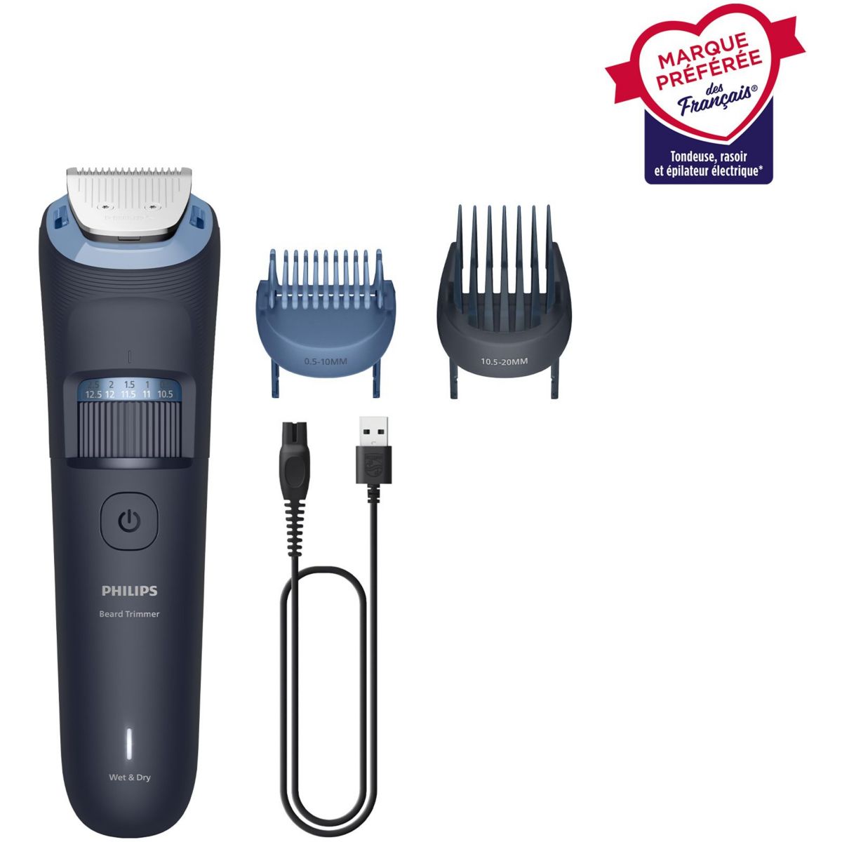 Tondeuse barbe BT3665/15 Series 3000, 40 hauteurs de coupe, précision 0,5 mm, autonomie 80 mn, PHILIPS