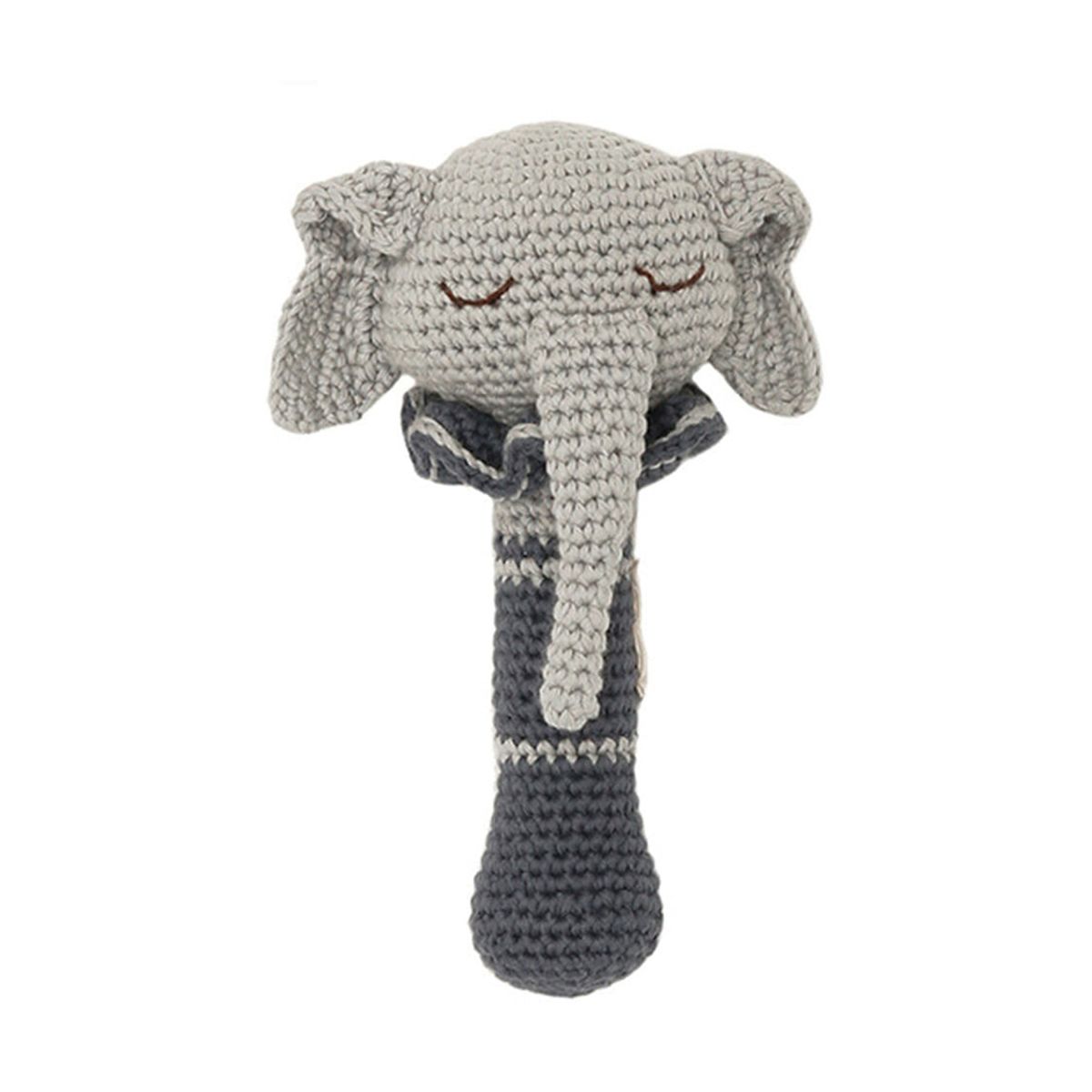 Balle d'activités bébé en velours tête d'éléphant grise