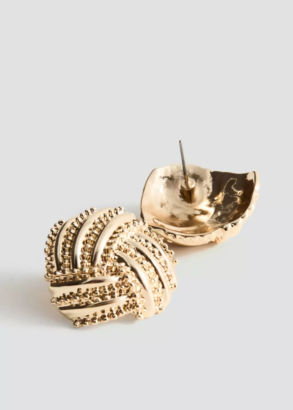 Boucles d’oreilles rondes texturées en acier inoxydable, MANGO