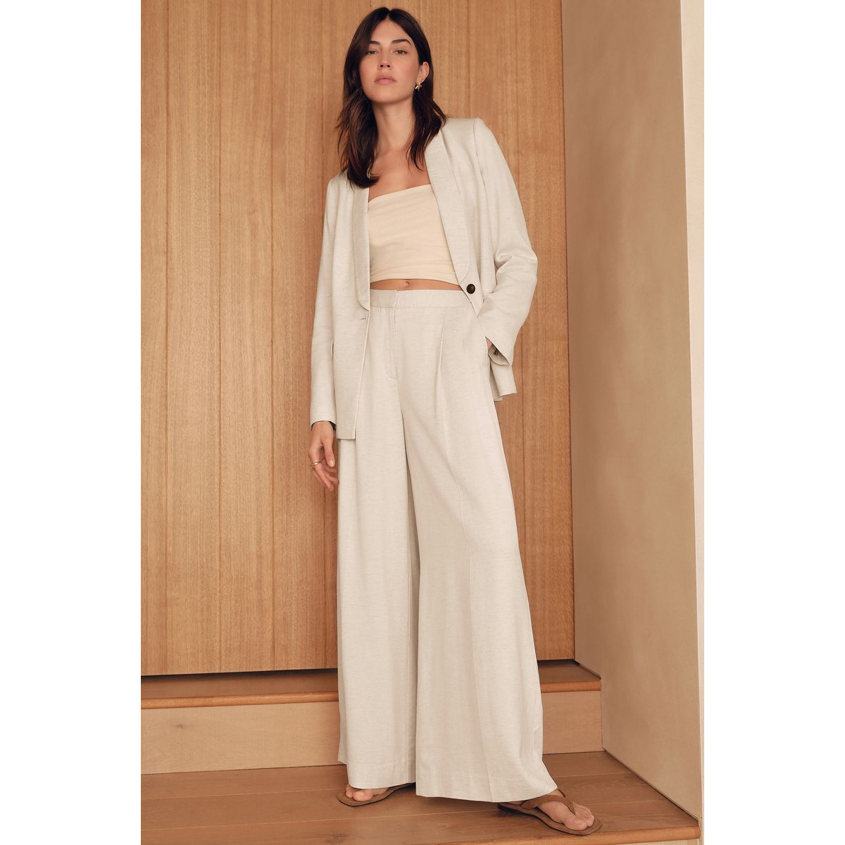 Pantalon Décontracté En Lin Blanc NEXT, Taille 40R - Occasion Très Bon état