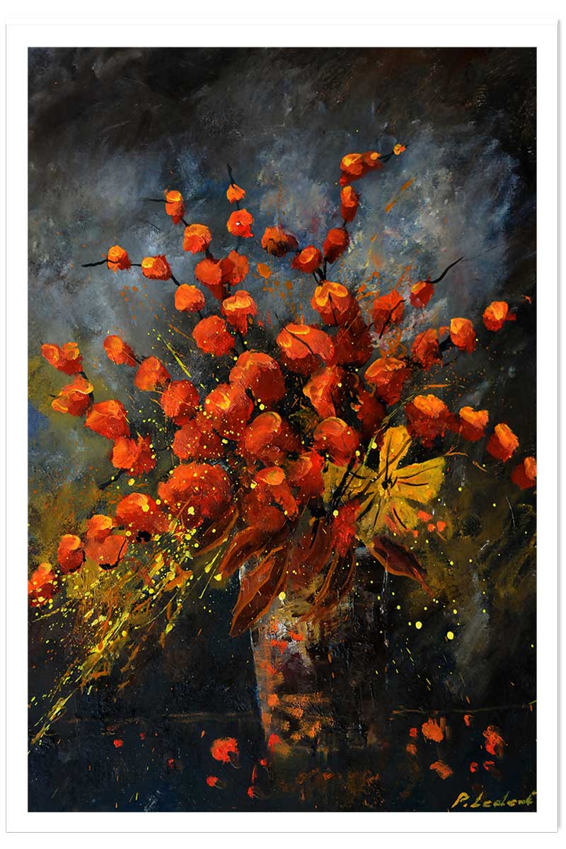 Affiche vase fleurs orange, HEXOA