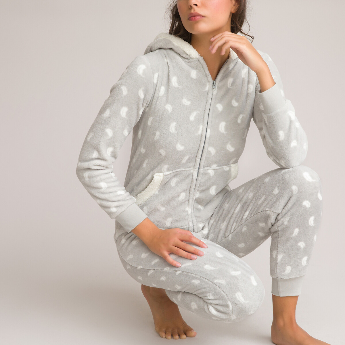 Femmes Imprimé Étoile en polaire à capuche Pyjama Set 