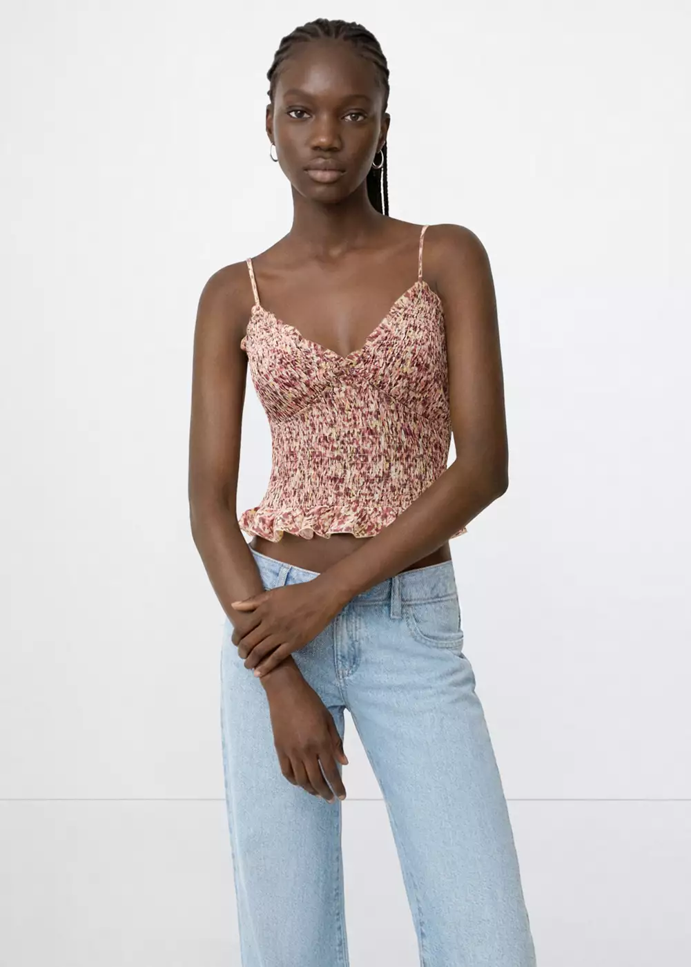 Top froncé imprimé, MANGO TEEN