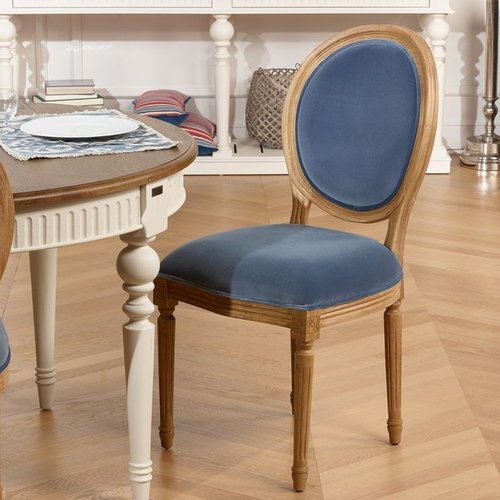 Medaillon - chaises de salle à manger en bois et tissu velours