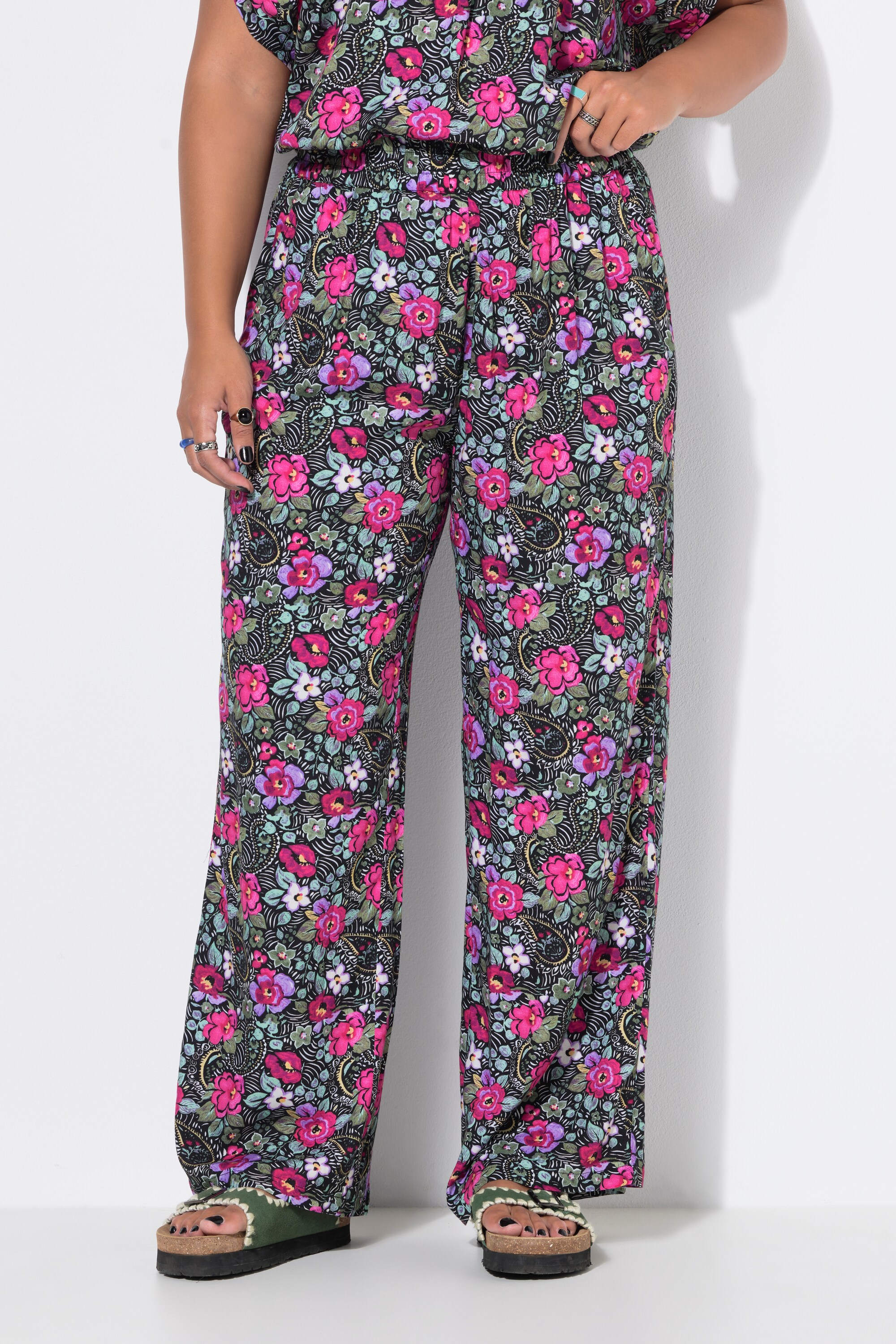 Pantalon palazzo, motif floral et jambe large, STUDIO UNTOLD