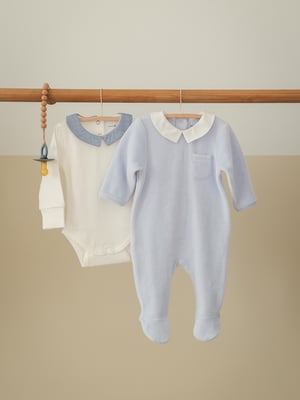 Dors-bien Bébé Velours Coeurs - En Coton Bio, Pieds Anti-dérapants, Ouvertures Pression, Taille Naissance