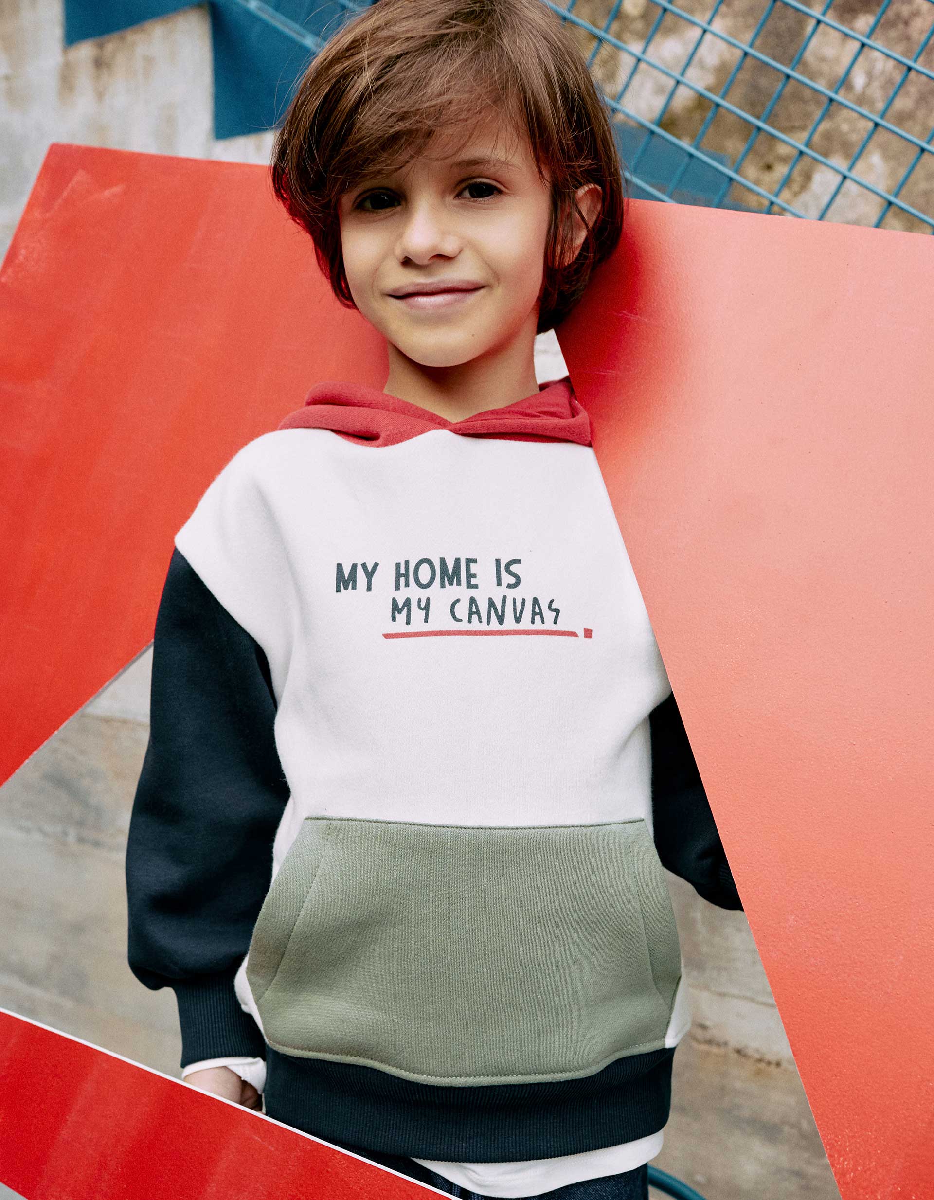 Sweat en coton peigné à capuche et imprimé, ZIPPY