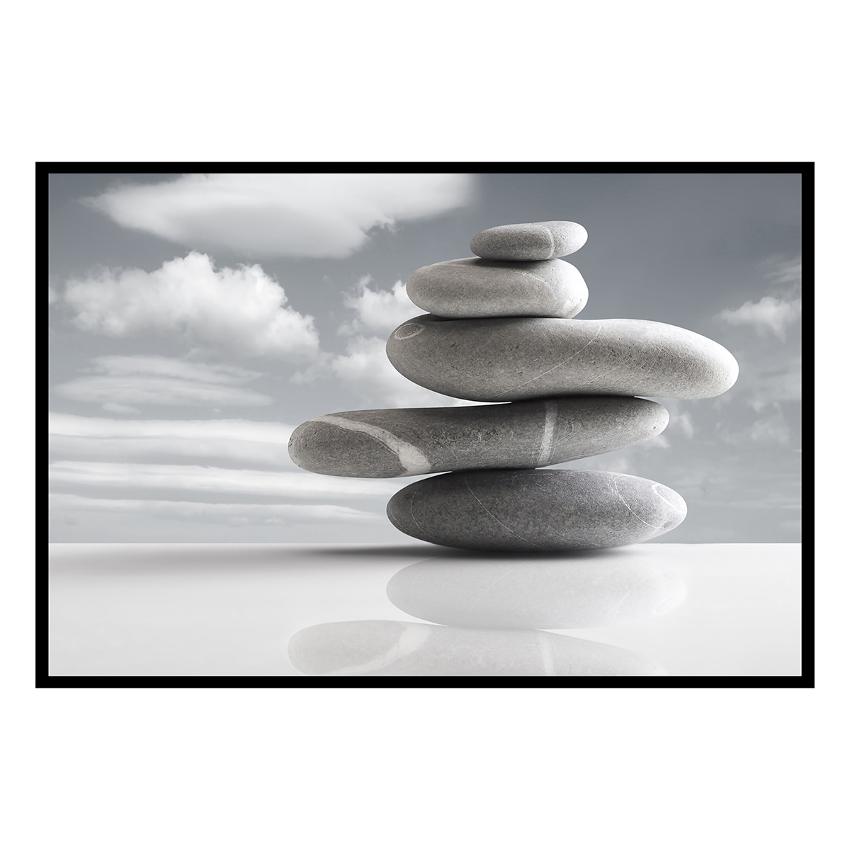 Affiche encadrée pierres zen minimalistes, HEXOA