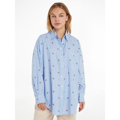 Printed Cotton Oversized Shirt with Long Sleeves TOMMY HILFIGER