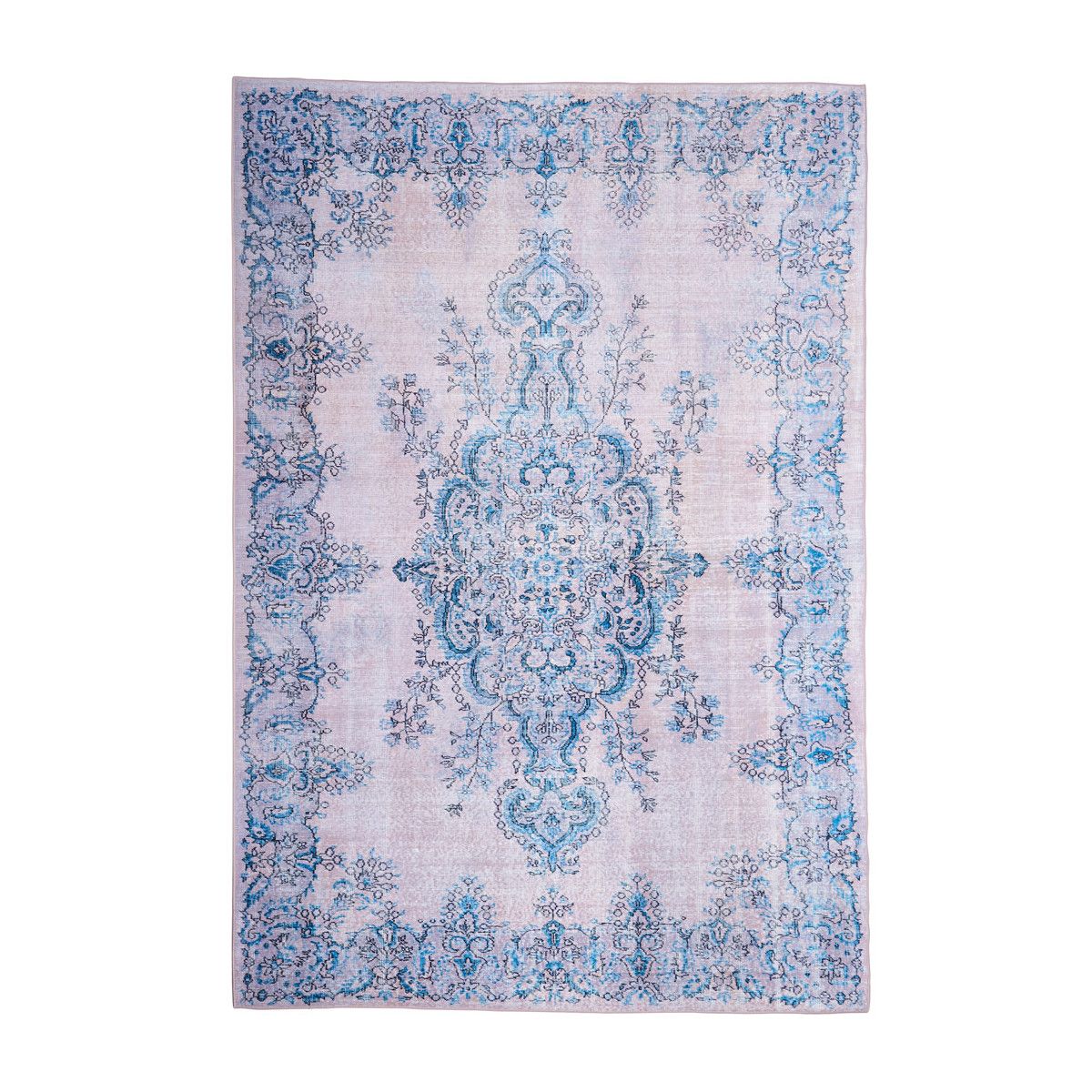 tapis de salon bleu floral contemporain pesaro