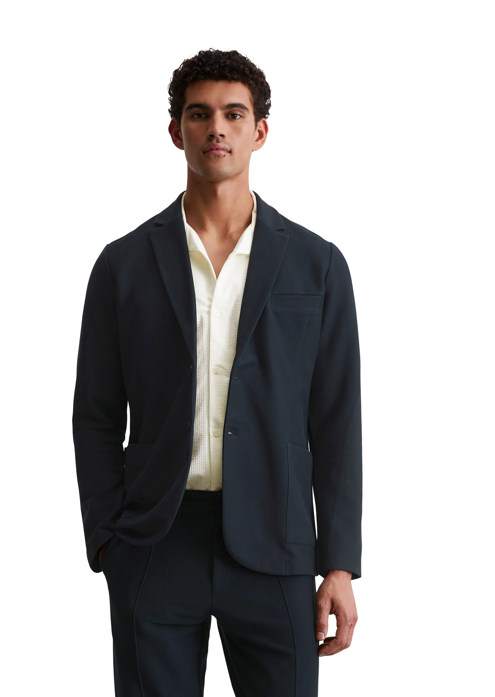 Blazer en jersey shaped en coton biologique compact, MARC O'POLO