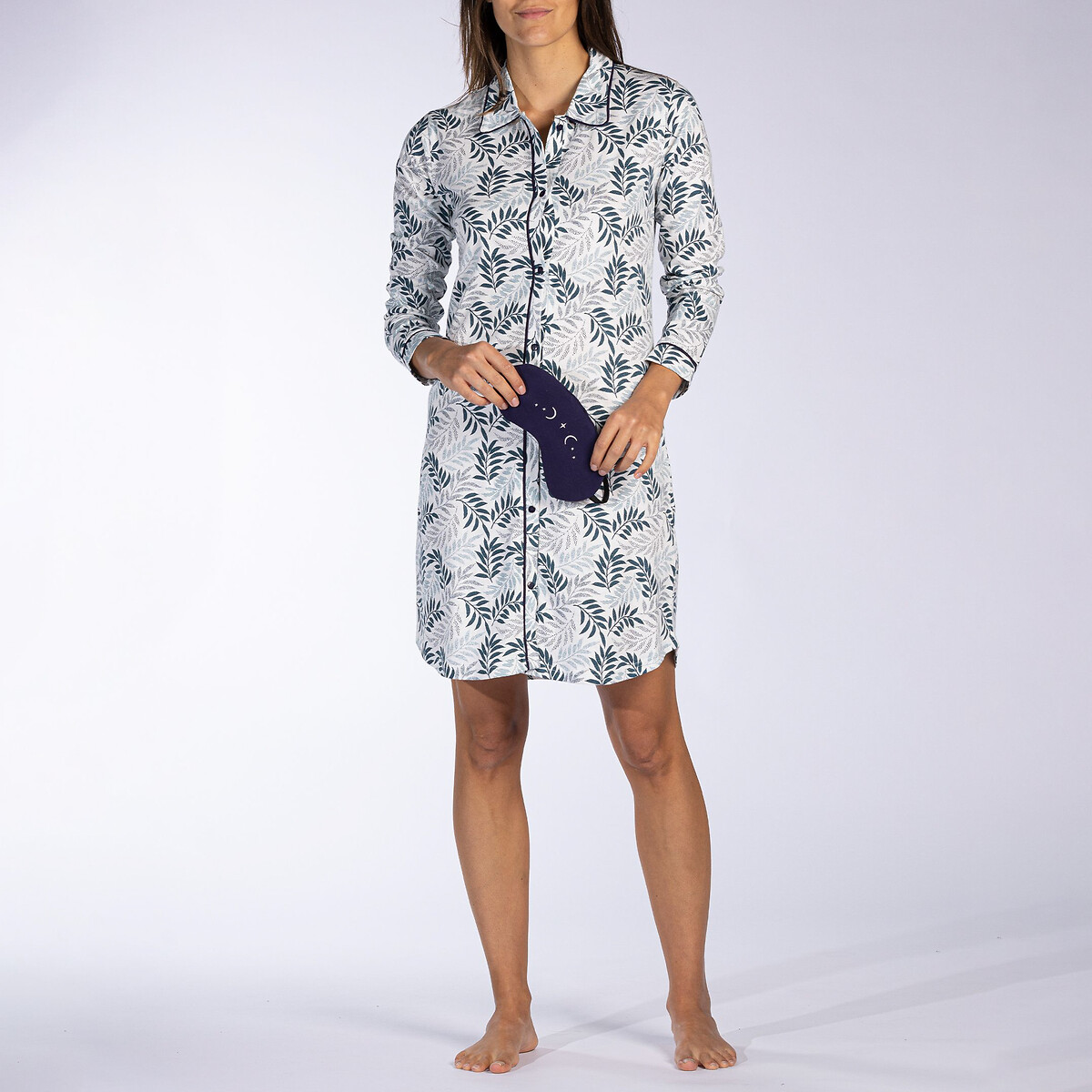 Inha Cotton Nightshirt with Long Sleeves