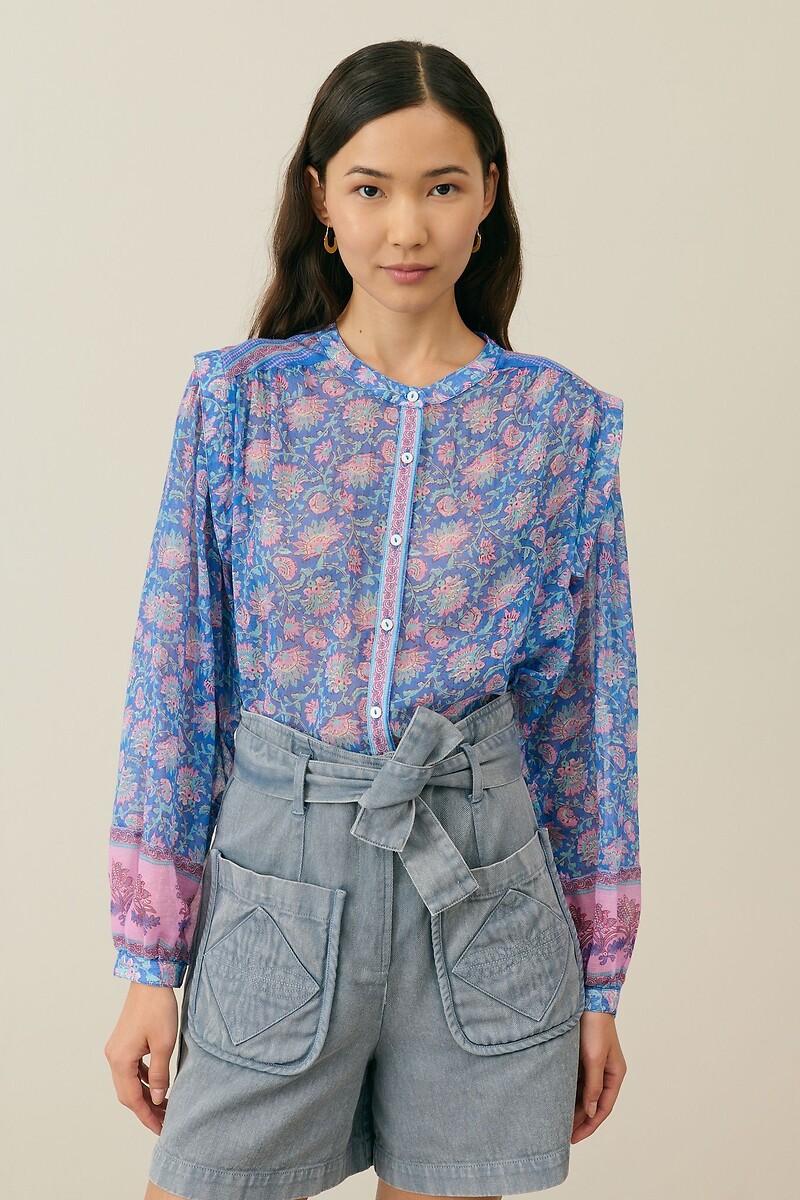 Jane Printed Blouse with Crew Neck and Long Sleeves, LOUISE MISHA