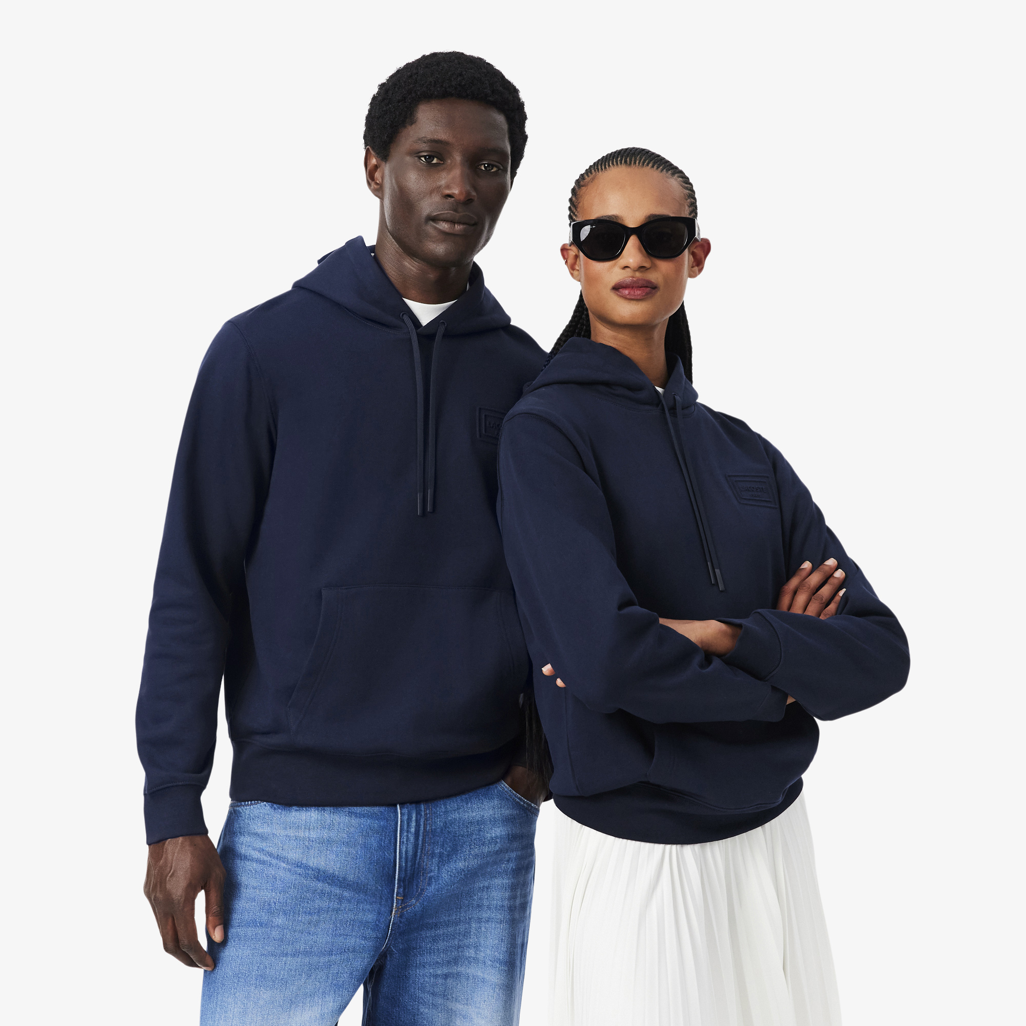 Sweatshirt à capuche marquage embossé, LACOSTE