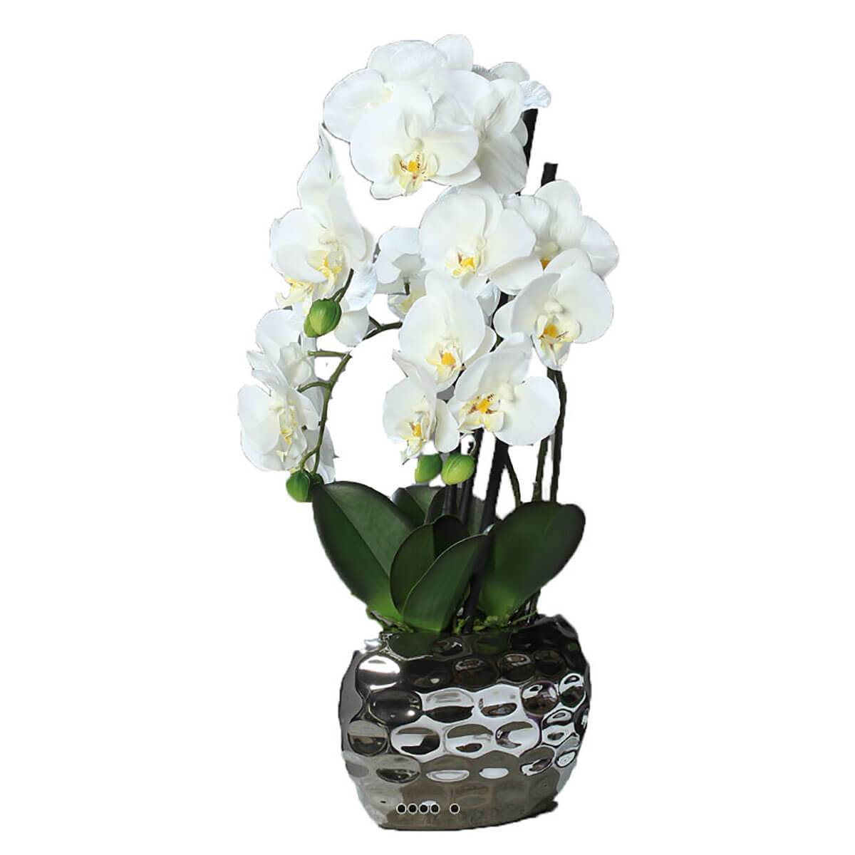 Orchidee artificielle 3 hampes en pot, ARTIFICIELLES