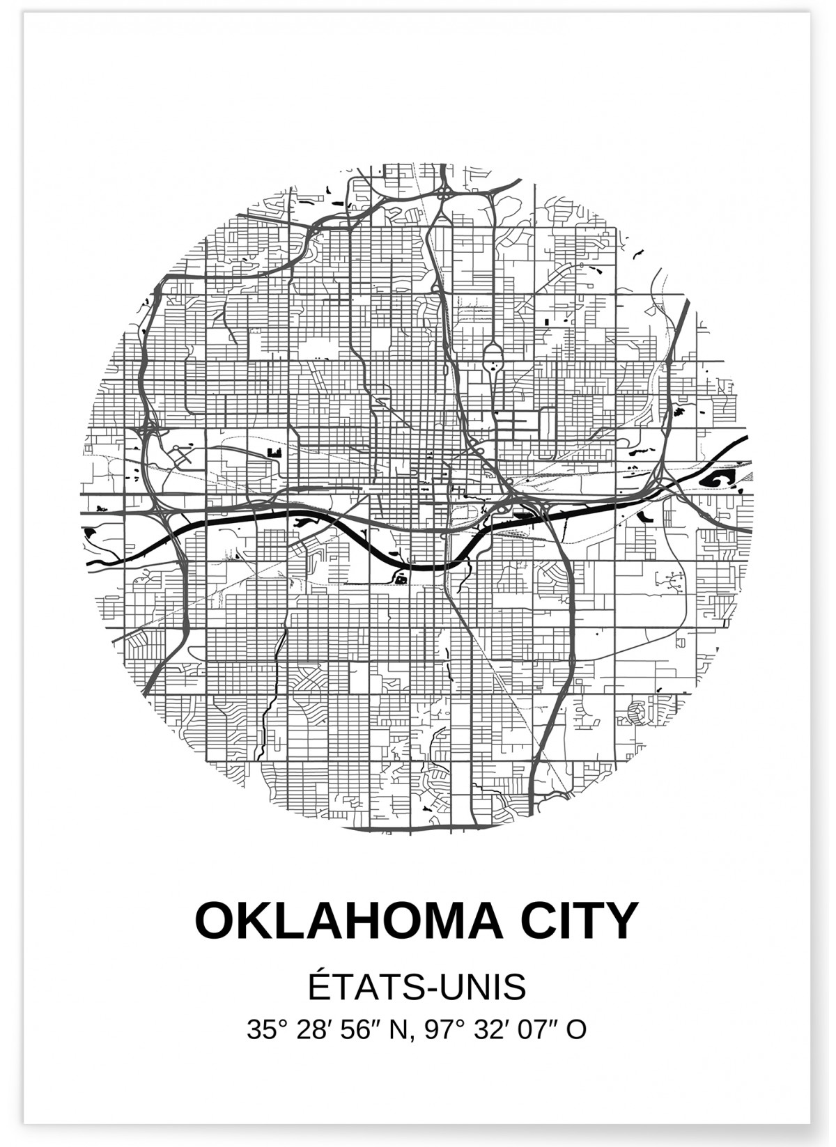 Affiche Carte Oklahoma City, L'AFFICHERIE