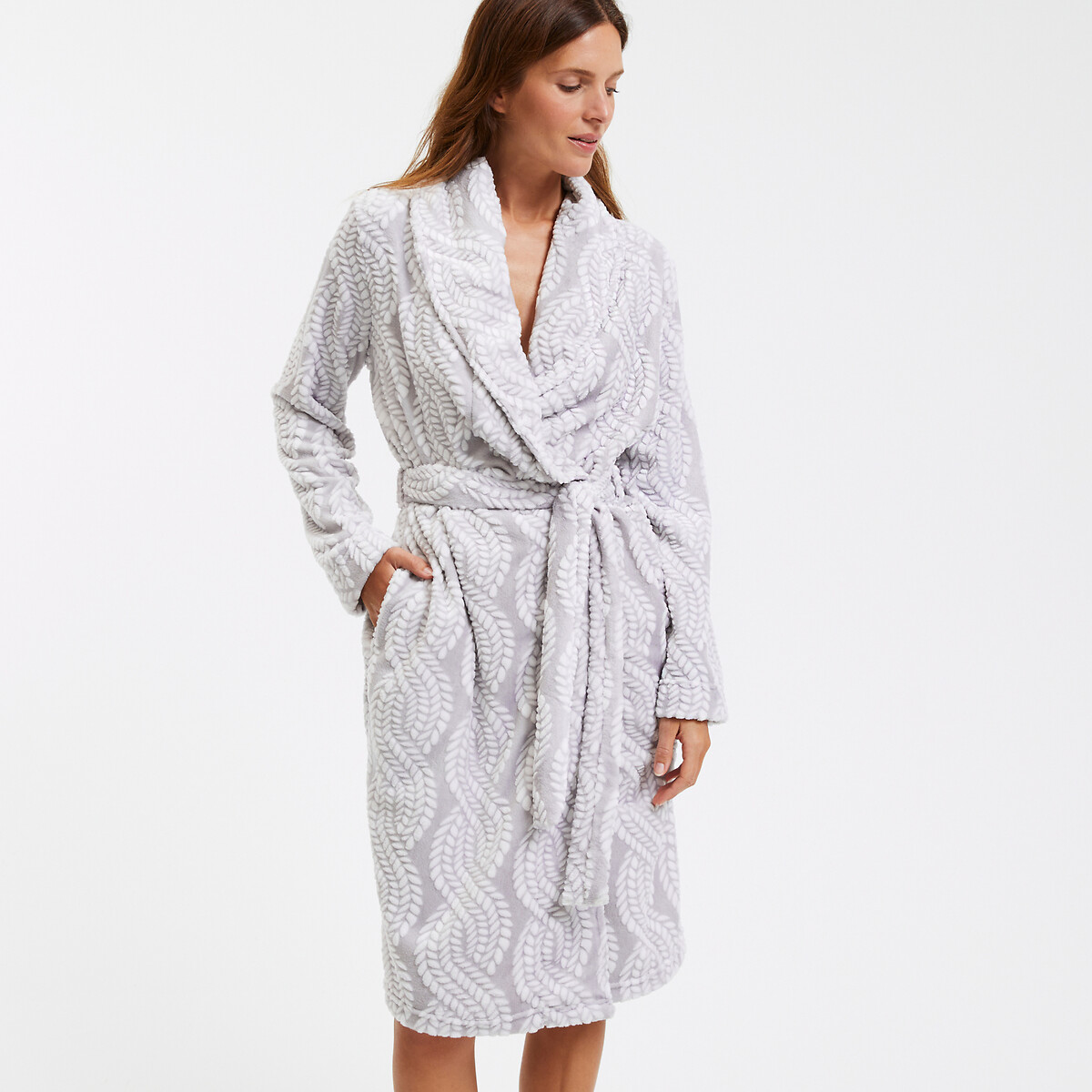 Bathrobe, grey/ivory, So'home | La Redoute